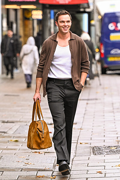 Nicholas Hoult is seen outside Global Studios