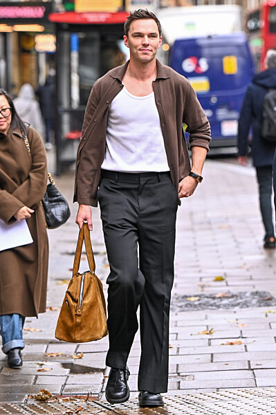 Nicholas Hoult is seen outside Global Studios