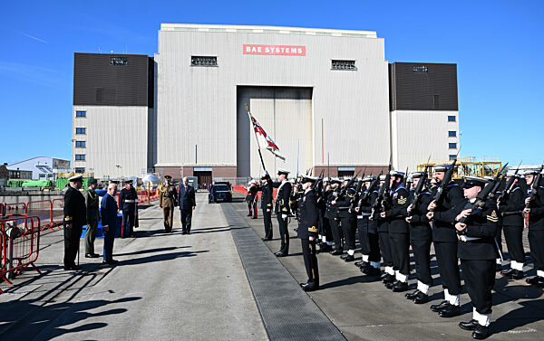 King Charles II attends Commissioning Ceremony for HMS Agamemnon at BAE Systems' shipyard in Barrow-in-Furness