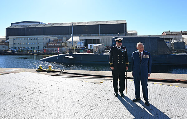 King Charles II attends Commissioning Ceremony for HMS Agamemnon at BAE Systems' shipyard in Barrow-in-Furness