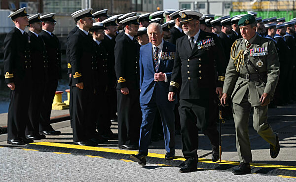 King Charles II attends Commissioning Ceremony for HMS Agamemnon at BAE Systems' shipyard in Barrow-in-Furness
