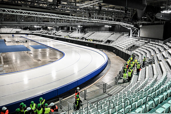 Preview visit to the Milano Rho Ice Skating Arena for the Milan-Cortina 2026 Winter Olympic Games.