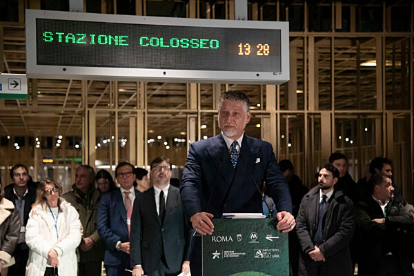 Rome, Italy. 16th december 2025. Inauguration of the Colosseum stop on Metro Line C