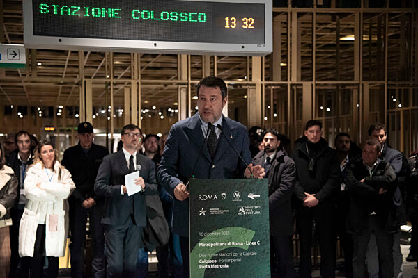 Rome, Italy. 16th december 2025. Inauguration of the Colosseum stop on Metro Line C