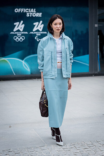 Street Style: Jil Sander fashion show during the Milan Fashion Week - Womenswear Fall/Winter 2026/2027 in Milan, Italy, on 25 February 2026.