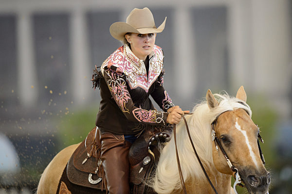 FEI EUROPEAN CHAMPIONSHIPS Aachen 2015.
Team Final and 1st qualifier. Reining
Rider. Gina Maria Schumacher