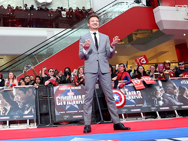 Jeremy Renner at 'Captain America: Civil War' film premiere, London, Britain