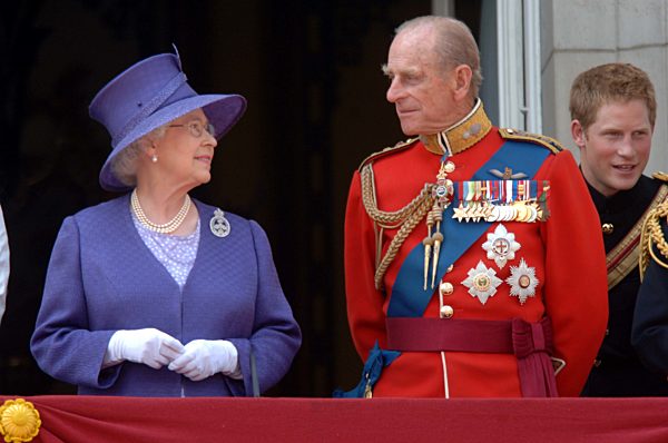 HM The Queen and The Duke of Edinburgh at Buckingham Palace after Trooping...
