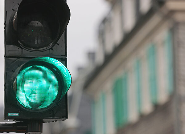 Ampelmännchen mit dem Konterfei von Engels in Wuppertal