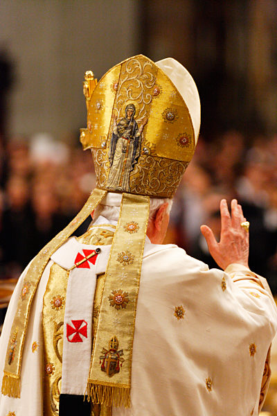 Pope Benedict XVI leaves St. Peter's Basilica
