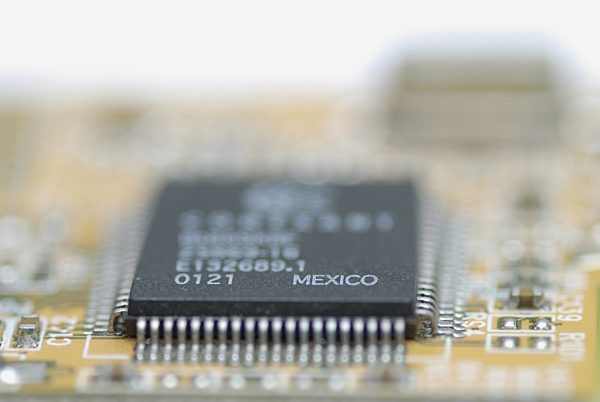 Platine eines Computers, circuit board of a computer