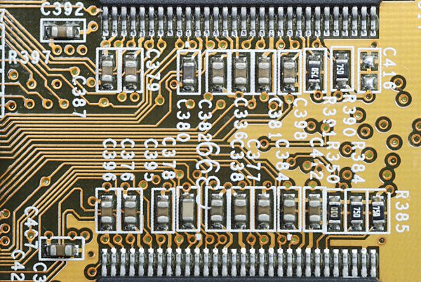 Platine eines Computers, circuit board of a computer