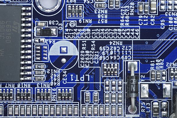 Platine eines Computers, circuit board of a computer