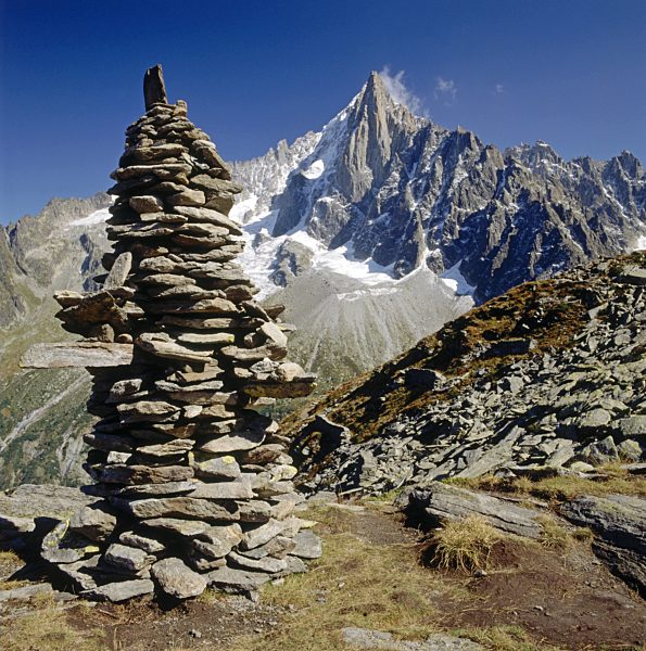 Aussicht von der Bergstation Le Montevers auf Petit Dru 3754m, Outlook of the mountain-station Le Montevers on Petit Dru 3754m