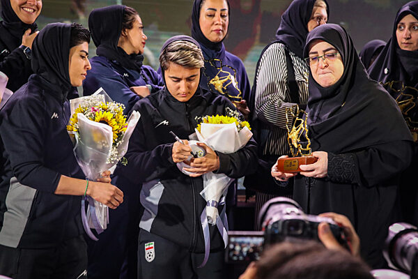 Iran women's team footballers retrun home