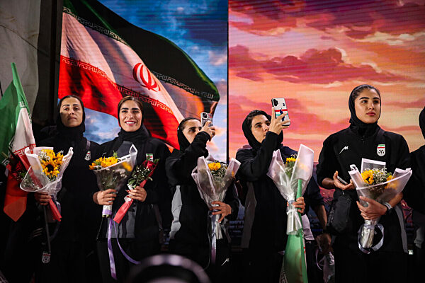 Iran women's team footballers retrun home