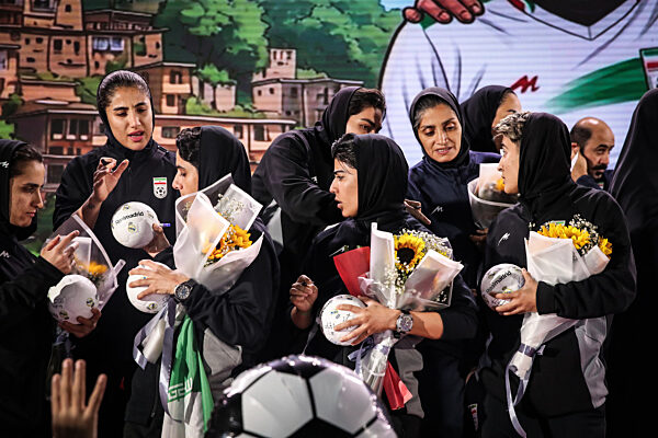 Iran women's team footballers retrun home