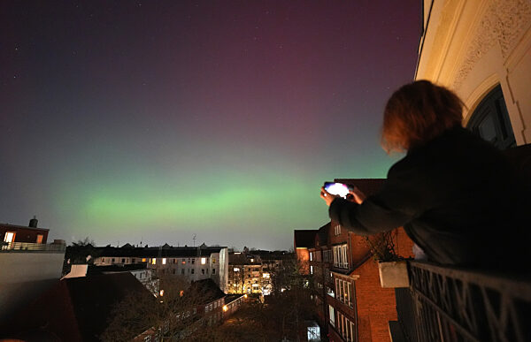 Polarlichter über Hamburg