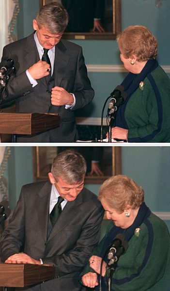 Grüntöne: Fischer fachsimpelt mit Albright