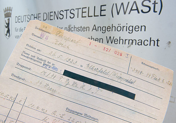 Zentralkarteikarte Horst Tappert