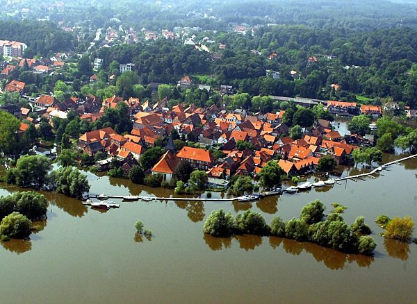 Hochwasser Luftbild Hitzacker