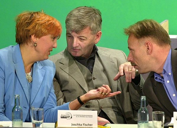 Grünen Bundesparteitag Roth Fischer Trittin