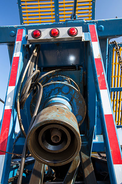 A fracking truck next to a site being fracked near Wasco in California's Central Valley, USA. Fracking for natural gas and oil, has reduced energy prices in the US, but fracking is a water hungry industry, that competes directly with the agricultural secto