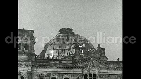 November 22, 1954 – Berlin Germany: Incendiaries destroy the Reichstag dome in Tiergarten, Berlin, Germany.