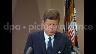 July 5, 1963 – Washington DC USA: U.S. President John F Kennedy addresses viewers after Europe visit, Washington DC.
