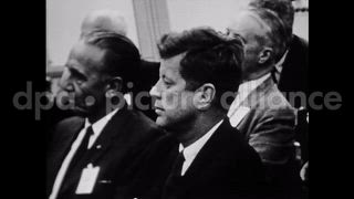 November 1963 – United States USA: President John F Kennedy working at the White House, and touring NASA space program facilities in the United States.