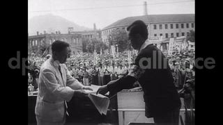 August 24, 1951 – Seoul Korea: A huge crowd gather at City Square, Seoul, Korea for the anniversary of liberation from the Japanese