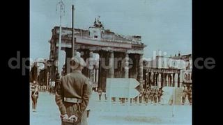 June 1945 – Berlin Germany: British troops stand in front of the Brandenburg Gate in Berlin, Germany.