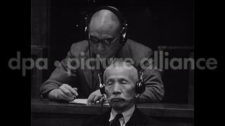 November 4, 1948 – Tokyo Japan: The Japanese defendants in tribunal during war crimes trials in Tokyo, Japan.
