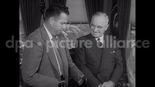 June 15, 1951 – Washington DC USA: Amputees of World War II meet U.S. President Harry S. Truman in Washington and show their fitness and use of prosthetic limbs.