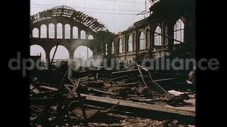 July 9, 1945 – Berlin Germany: Wrecked buildings due to Allied bombings in Berlin, Germany after World War II.