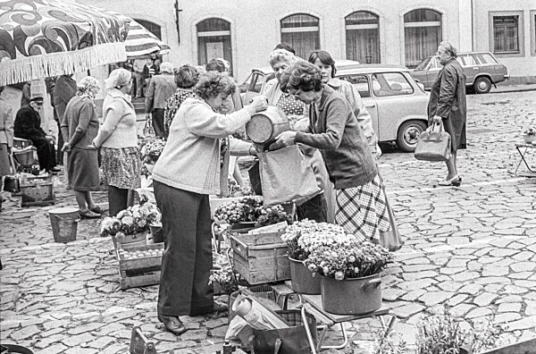 DDR, Sachsen, historisch, Handel / Versorgung / Markt / Wochenmarkt: Meißen...
