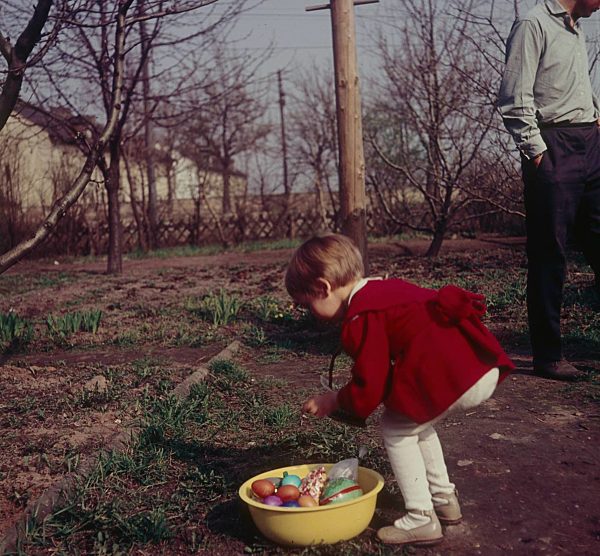 Ostereier suchen in Zschopau im Bundesland Sachsen auf dem Gebiet der ehemaligen DDR, Deutsche Demokratische Republik