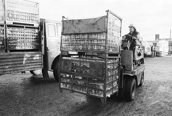 Wertstofftrennung im VEB Kombinat Sekundär-Rohstofferfassung (SERO) in Berlin, der ehemaligen Hauptstadt der DDR, Deutsche Demokratische Republik