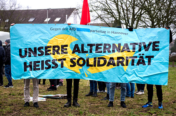 Protest-Aktion gegen Absage von AfD-Parteitag