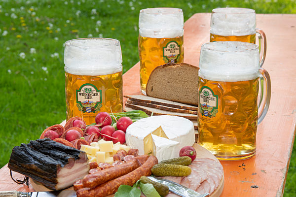Brotzeit mit Wieninger Bier beim Gartenfest