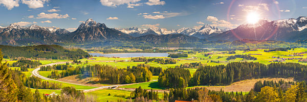 Panorama Landschaft im Allgäu am Forggensee, 2021