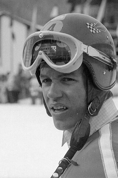 Skisportler während der Alpinen Skiweltmeisterschaft in Gröden, 1970