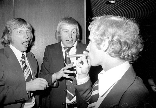 Wolfgang Kleff und Berti Vogts bei der Feier zum WM Sieg in München, 1974