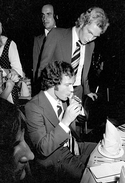 Franz Beckenbauer und Uli Hoeneß bei der Feier zum WM Sieg in München, 1974