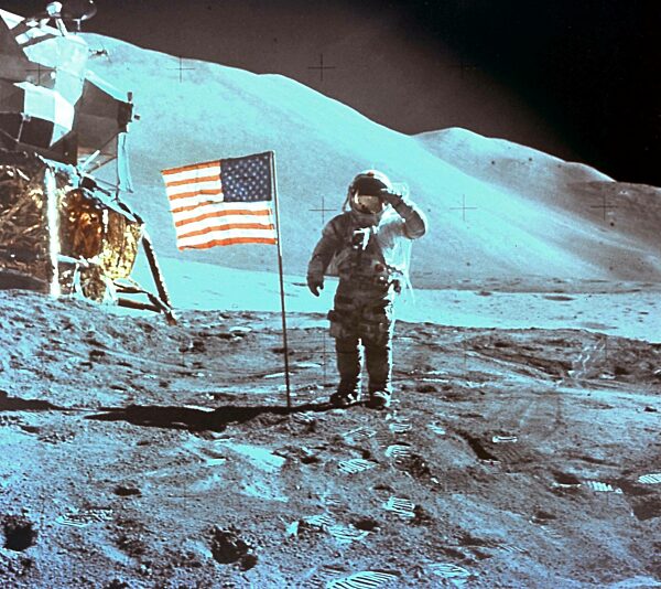 David Scott walking on the Moon
