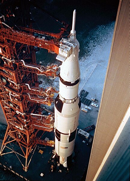 The Saturn V on a mobile launch pad