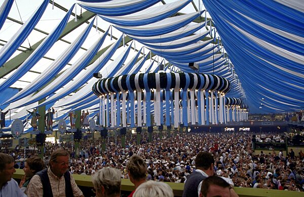 Bierzelt von Spatenbräu auf dem Oktoberfest, 1999