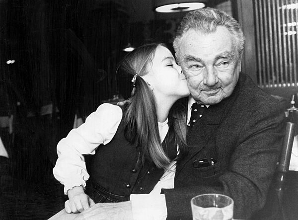 Erich Kaestner with his new "Puenktchen" Claudia, 1972