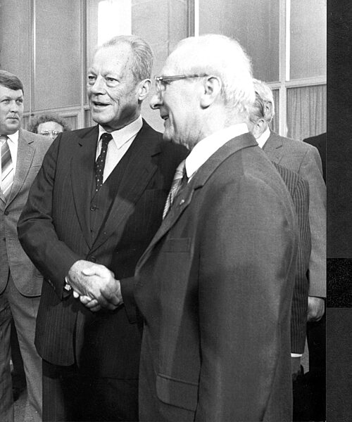 Willy Brandt und Erich Honecker in Berlin, 1985