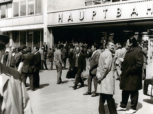 Guest workers at the Munich Central Station, 1974